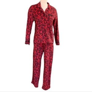 Jacyln Smith Women Soft Cozy Pajama Shirt and Pants Set Sz M Red Black #251i